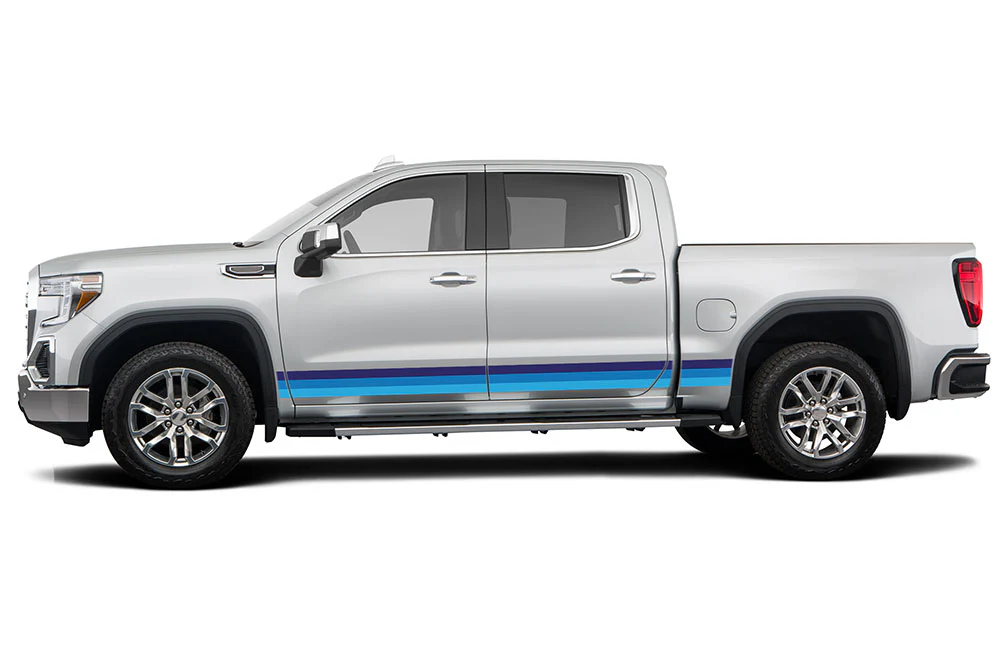 Side doors Graphics blue stripes Vinyl Decals Compatible with GMC Sierra Crew Cab
