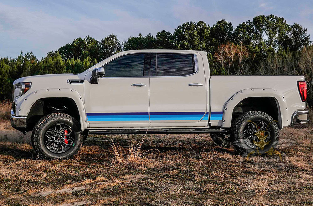 Side doors Graphics blue stripes Vinyl Decals Compatible with GMC Sierra Crew Cab - Image 2