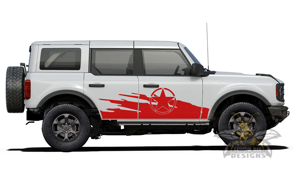 Side Doors Splash Star Graphics Vinyl Decals Compatible with Ford Bronco - Image 2