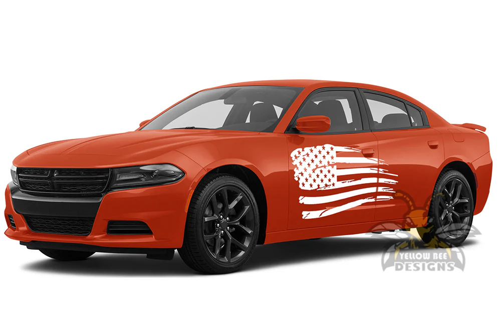 Side Doors USA Flag Graphics Vinyl Decal Compatible with Dodge Charger - Image 2