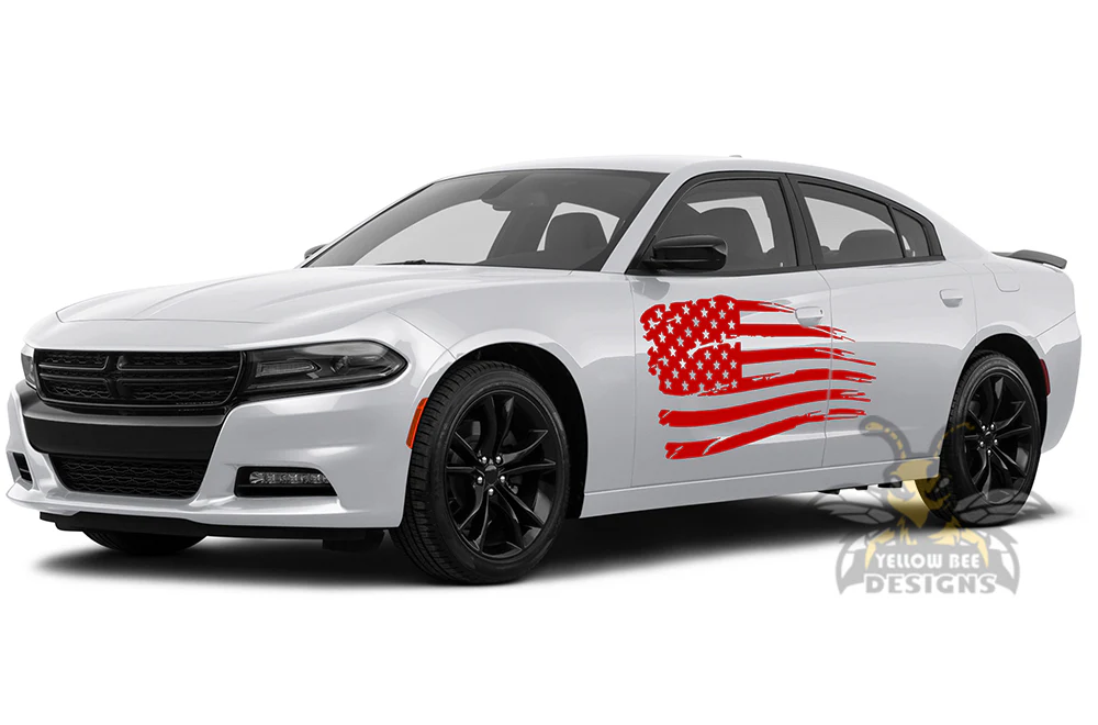 Side Doors USA Flag Graphics Vinyl Decal Compatible with Dodge Charger - Image 3