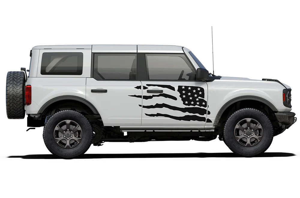 Side Doors USA Flag Graphics Vinyl Decals Compatible with Ford Bronco