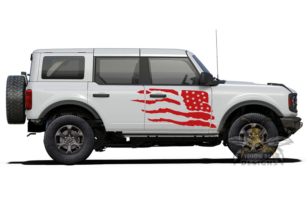 Side Doors USA Flag Graphics Vinyl Decals Compatible with Ford Bronco - Image 2