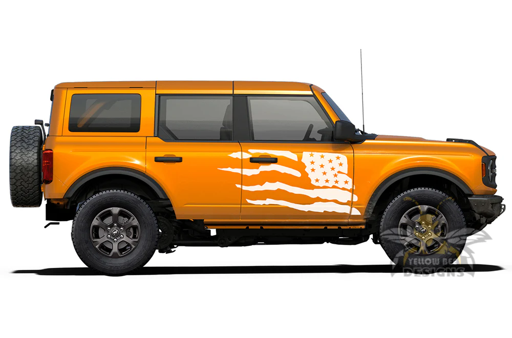 Side Doors USA Flag Graphics Vinyl Decals Compatible with Ford Bronco - Image 3