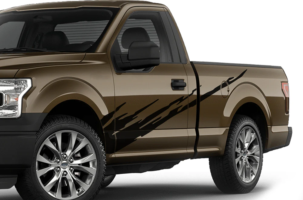 Side Fire Graphics Vinyl Decals Compatible with Ford F150 Regular Cab 6.5''