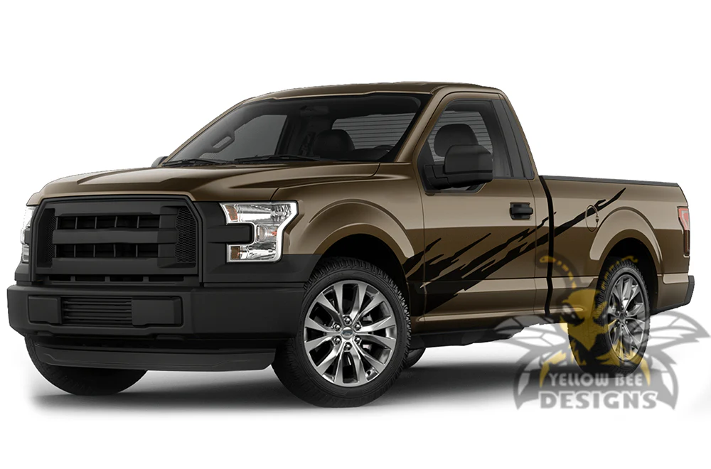 Side Fire Graphics Vinyl Decals Compatible with Ford F150 Regular Cab 6.5'' - Image 2