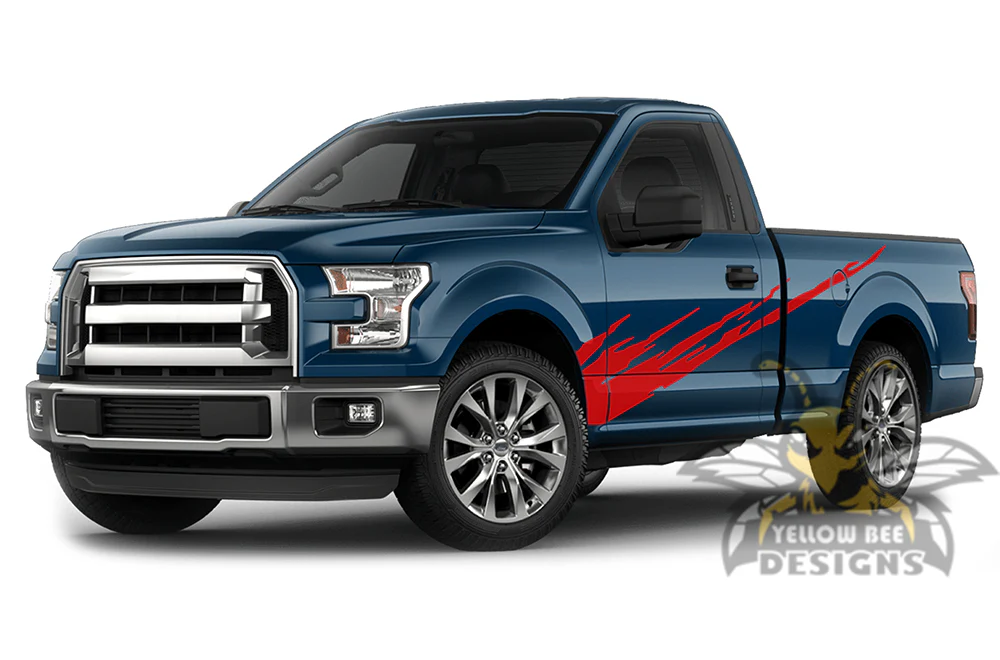 Side Fire Graphics Vinyl Decals Compatible with Ford F150 Regular Cab 6.5'' - Image 3