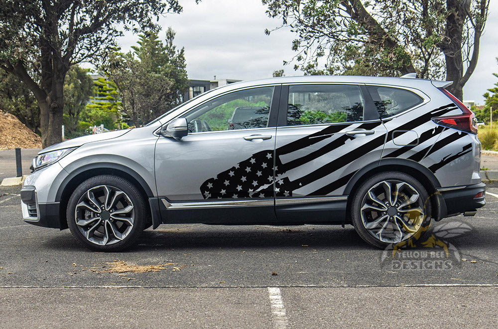 Side Flag USA Graphics Vinyl Decals Compatible with Honda CR-V - Image 2