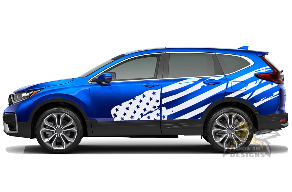 Side Flag USA Graphics Vinyl Decals Compatible with Honda CR-V - Image 3