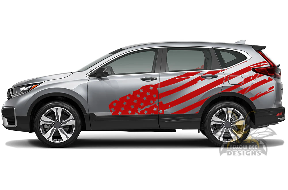 Side Flag USA Graphics Vinyl Decals Compatible with Honda CR-V - Image 4