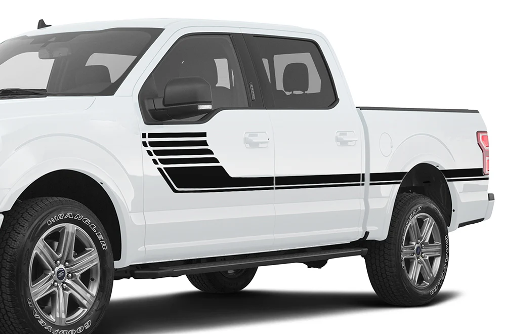 Side Full Hockey Stripes Graphics Vinyl Decals Compatible with Ford F150 Super Crew Cab 5.5''