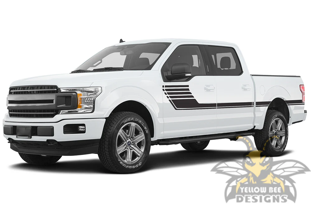 Side Full Hockey Stripes Graphics Vinyl Decals Compatible with Ford F150 Super Crew Cab 5.5'' - Image 2