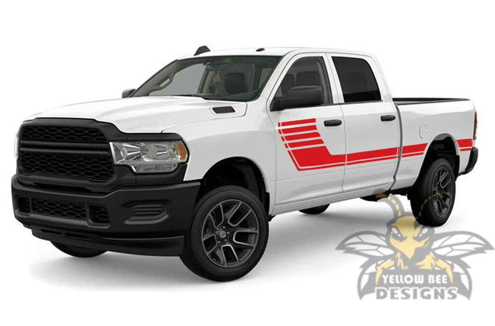Side Hockey Graphics Kit Vinyl Decals Compatible with Dodge Ram 2500 Crew Cab - Image 3
