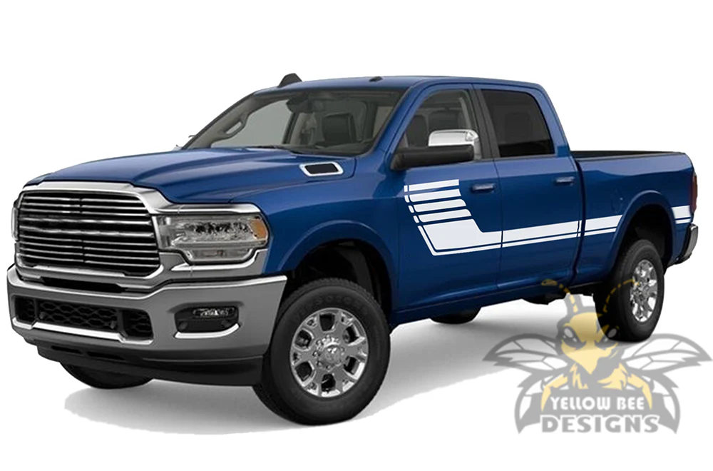 Side Hockey Graphics Kit Vinyl Decals Compatible with Dodge Ram 2500 Crew Cab - Image 4