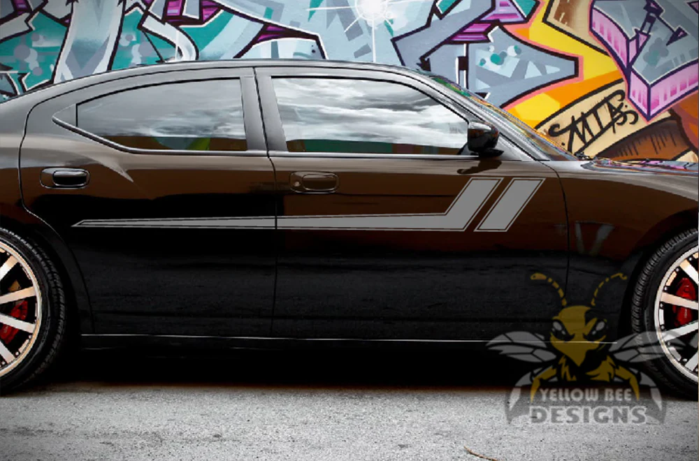 Side Hockey Stripes Graphics Vinyl Decal Compatible with Dodge Charger - Image 3