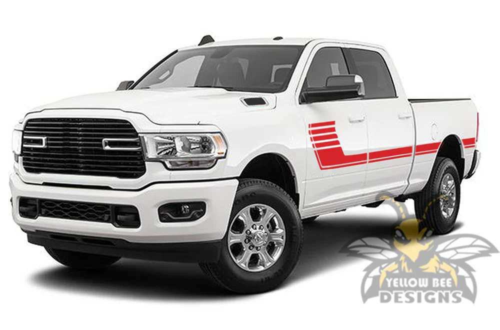Side Hockey Stripes Graphics Vinyl Decal Compatible with Dodge Ram Crew Cab 3500 Bed 6'4” - Image 3