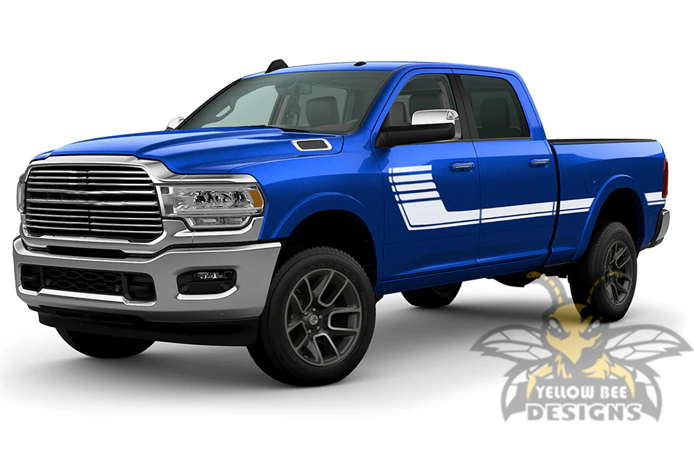 Side Hockey Stripes Graphics Vinyl Decal Compatible with Dodge Ram Crew Cab 3500 Bed 6'4” - Image 4