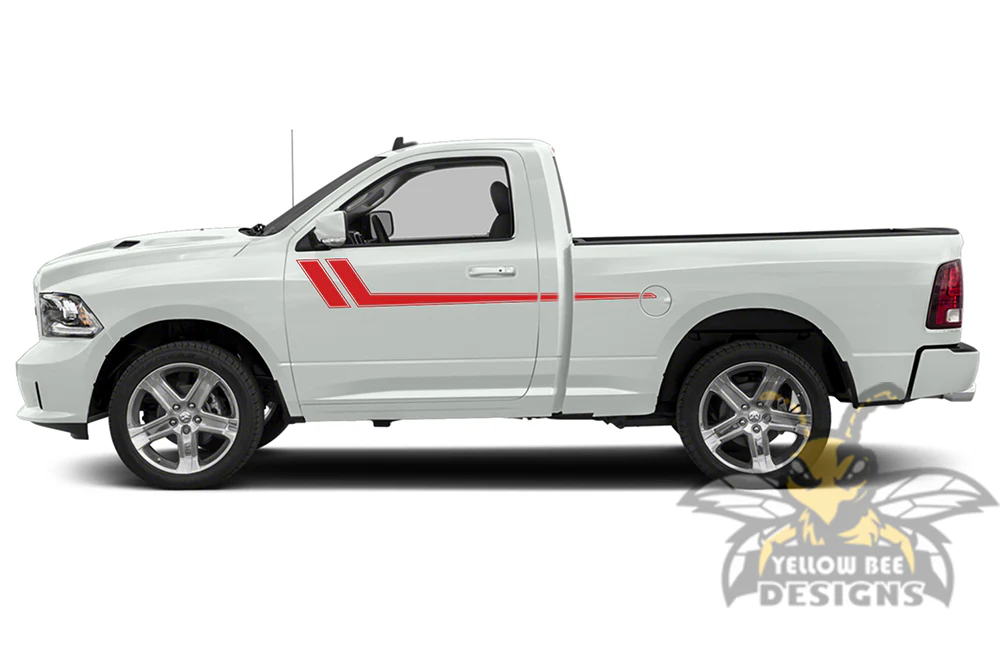 Side Hockey Stripes Graphics Vinyl Decals Compatible with Dodge Ram Regular Cab 1500 - Image 3