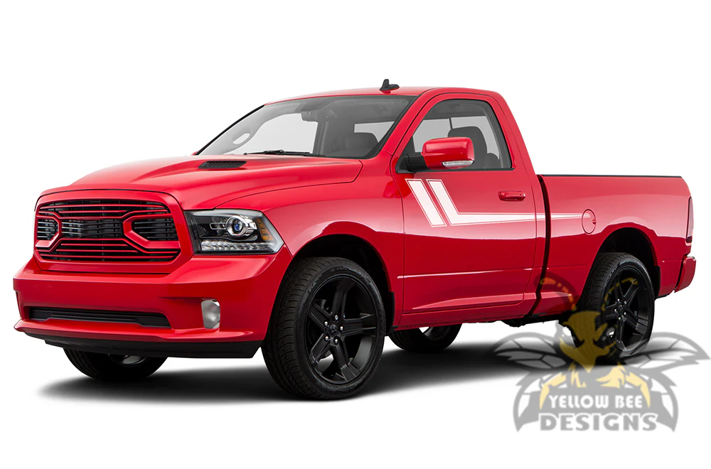Side Hockey Stripes Graphics Vinyl Decals Compatible with Dodge Ram Regular Cab 1500 - Image 4