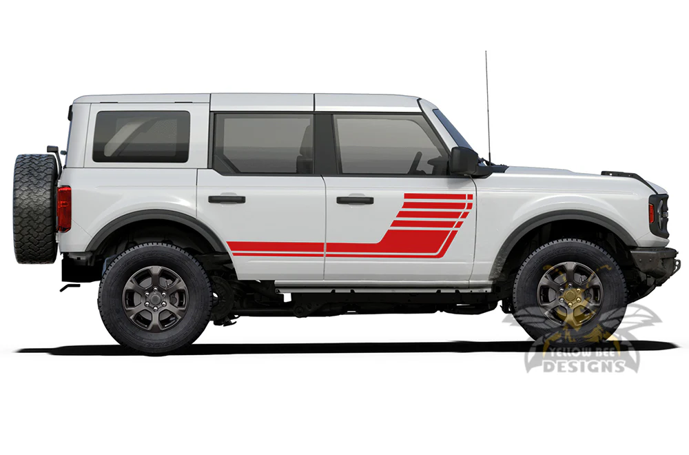 Side Hockey Stripes Graphics Vinyl Decals Compatible with Ford Bronco - Image 2