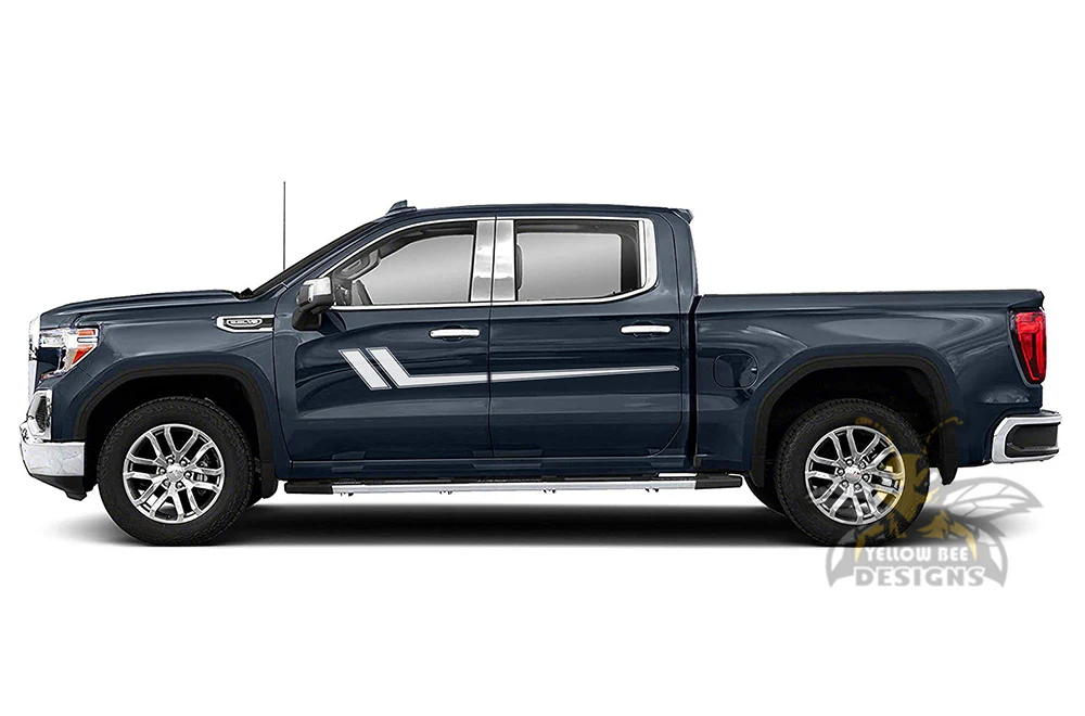 Side Hockey Stripes Graphics Vinyl Decals Compatible with GMC Sierra Crew Cab - Image 7