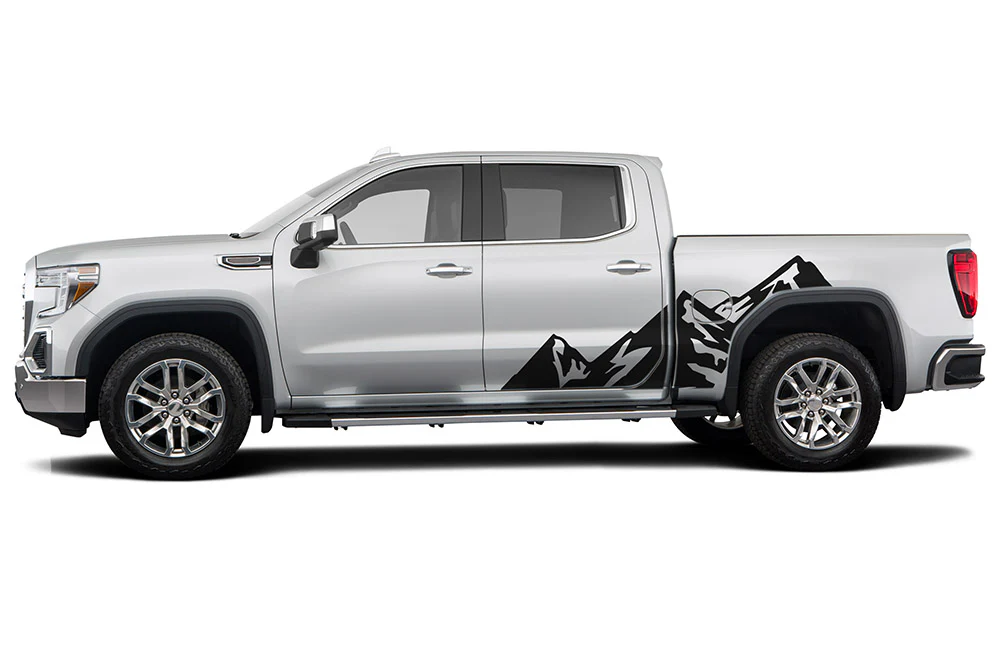Side mountain adventure Graphics Vinyl Decals Compatible with GMC Sierra Crew Cab