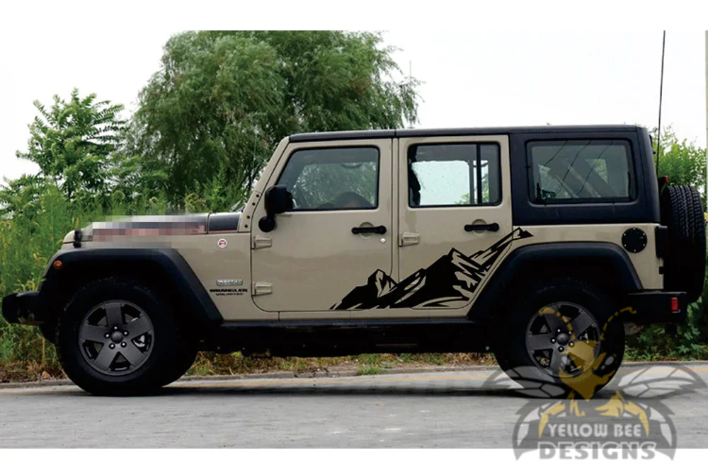 Side Mountain Graphics Vinyl Decals Compatible with Jeep JK Wrangler 2007-2018 - Image 2