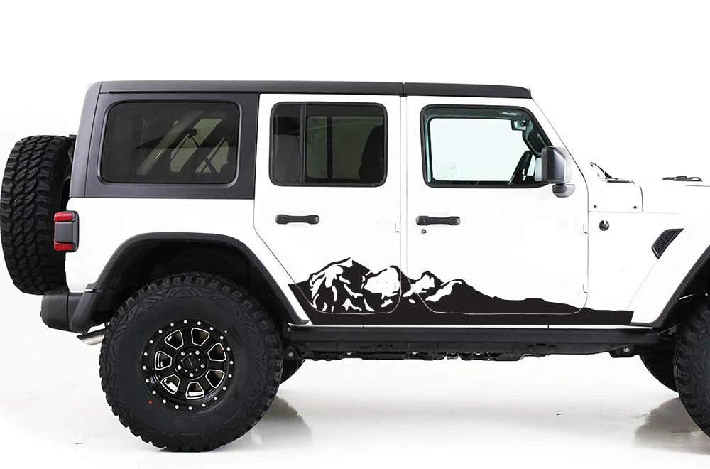 Side Mountain Graphics Vinyl Stickers Compatible with Jeep JL Wrangler