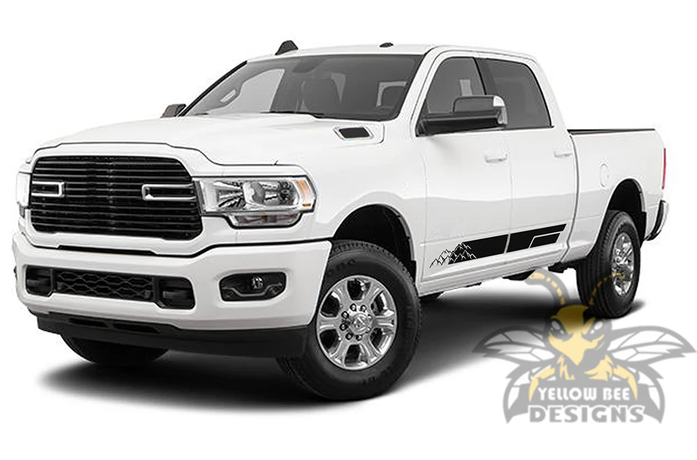 Side Mountain Stripes Graphics Vinyl Decal Compatible with Dodge Ram Crew Cab 3500 Bed 6'4” - Image 2