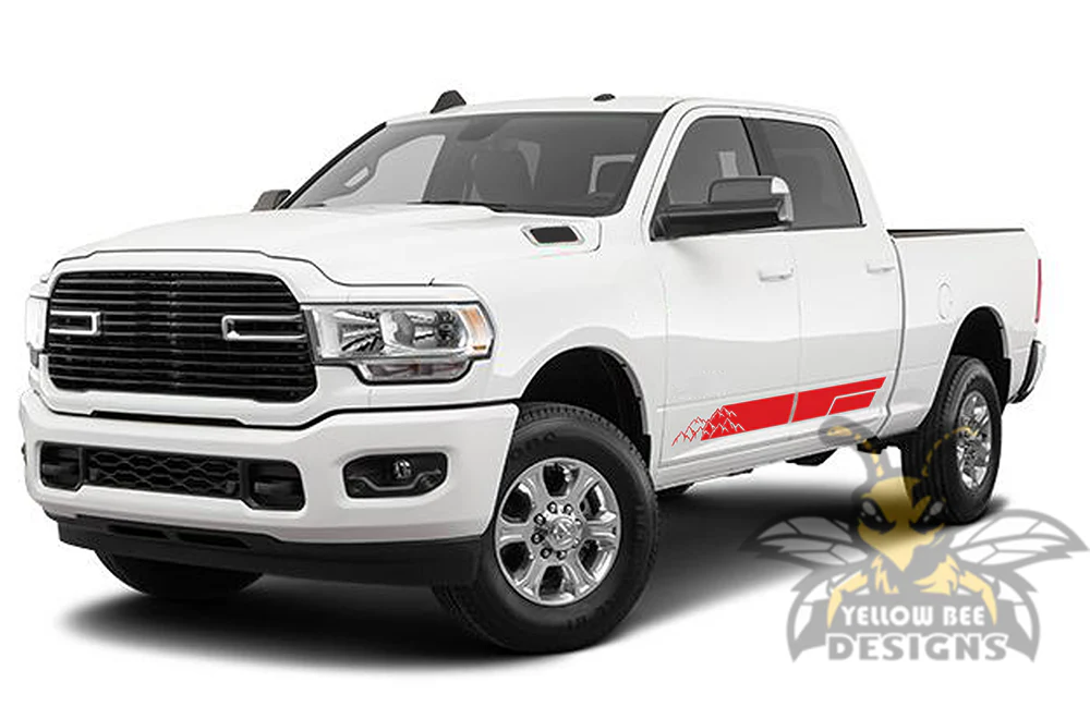 Side Mountain Stripes Graphics Vinyl Decal Compatible with Dodge Ram Crew Cab 3500 Bed 6'4” - Image 3