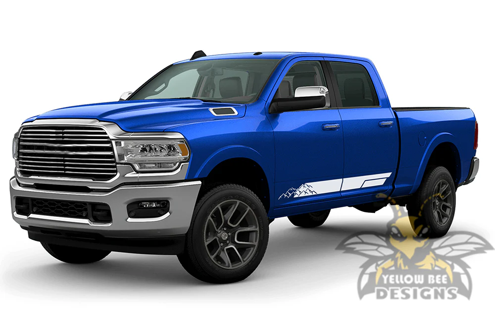 Side Mountain Stripes Graphics Vinyl Decal Compatible with Dodge Ram Crew Cab 3500 Bed 6'4” - Image 4