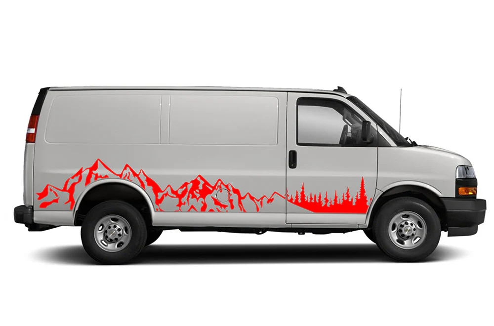 Side Mountain Trees Graphics Vinyl Decals Compatible with Chevrolet Express - Image 2
