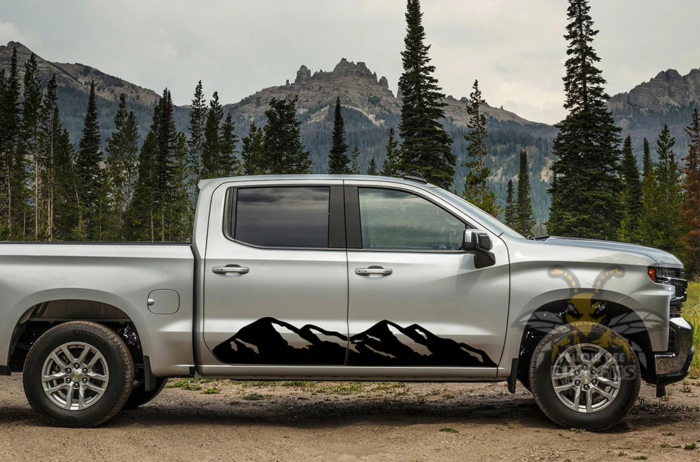 Side Mountains Door Graphics Vinyl Decals Compatible with Chevrolet Silverado 1500 - Image 2
