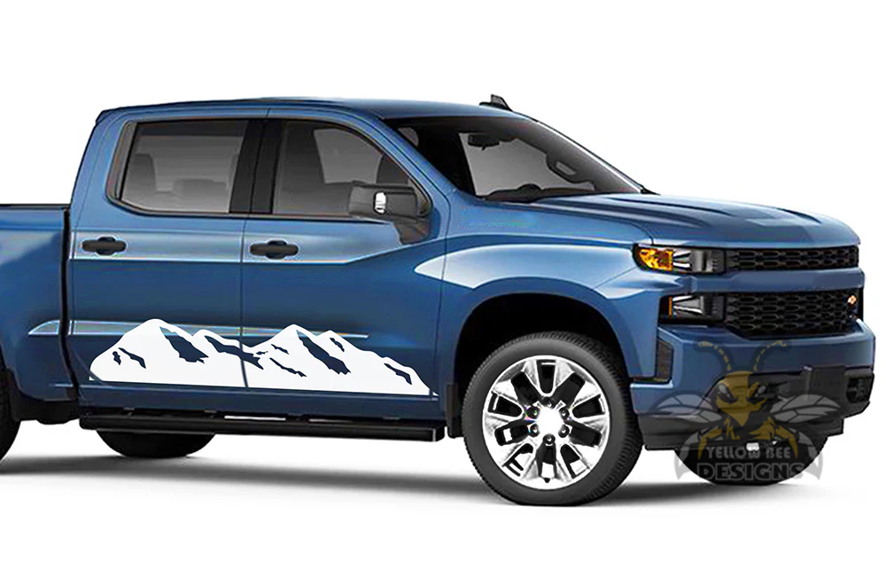 Side Mountains Door Graphics Vinyl Decals Compatible with Chevrolet Silverado 1500 - Image 3