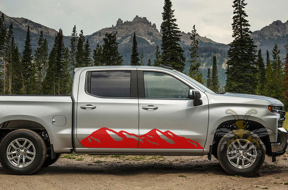 Side Mountains Door Graphics Vinyl Decals Compatible with Chevrolet Silverado 1500 - Image 4