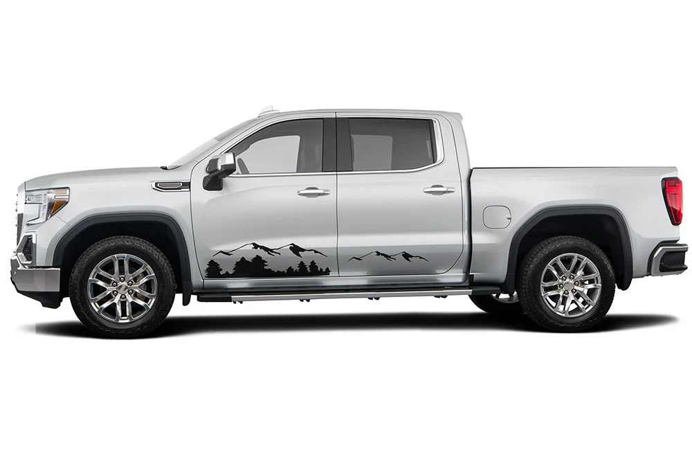 Side mountains Graphics Vinyl Decals Compatible with GMC Sierra Crew Cab