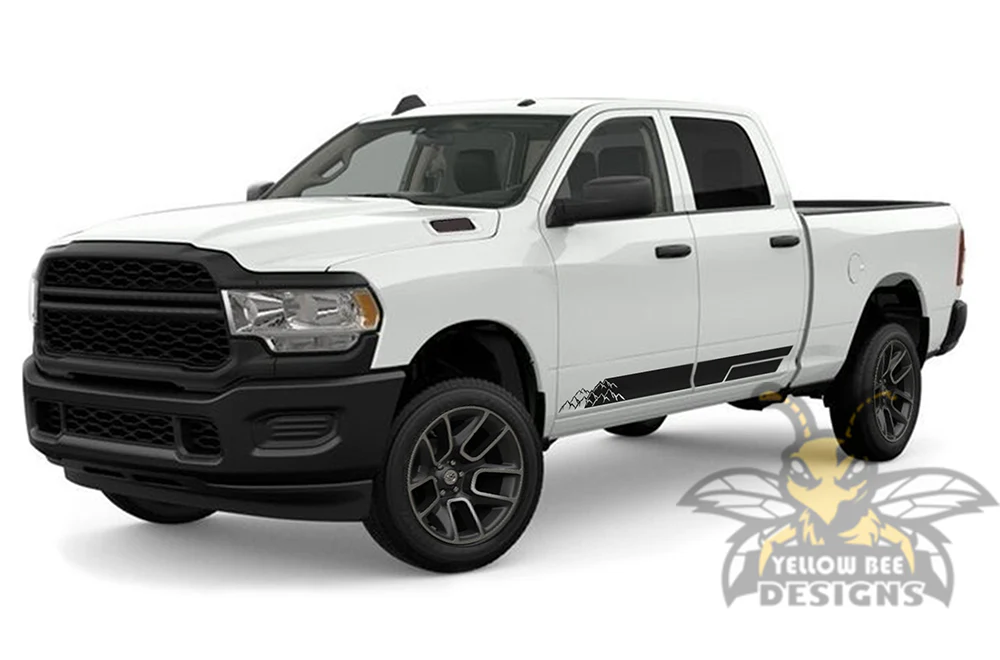 Side Mountains Stripes Graphics Kit Vinyl Decal Compatible with Dodge Ram 2500 Crew Cab - Image 2