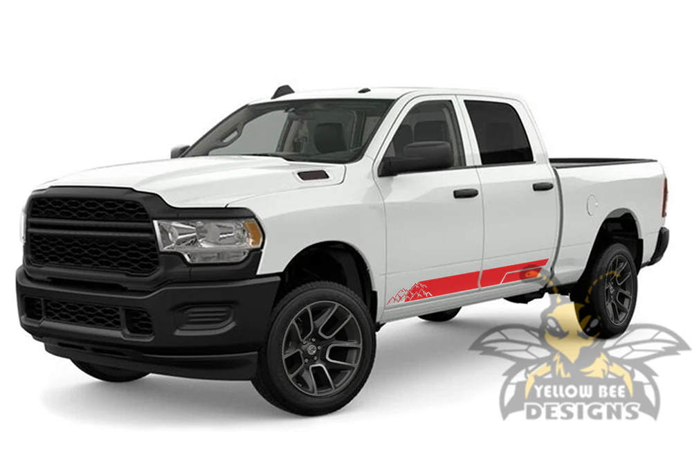 Side Mountains Stripes Graphics Kit Vinyl Decal Compatible with Dodge Ram 2500 Crew Cab - Image 3