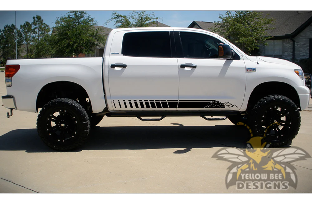 Side Mountains Stripes Graphics Kit Vinyl Decal Compatible with Toyota Tundra Crewmax - Image 2