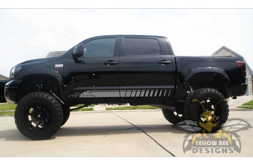 Side Mountains Stripes Graphics Kit Vinyl Decal Compatible with Toyota Tundra Crewmax - Image 3