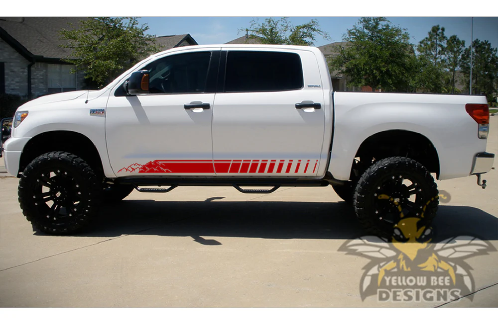 Side Mountains Stripes Graphics Kit Vinyl Decal Compatible with Toyota Tundra Crewmax - Image 4