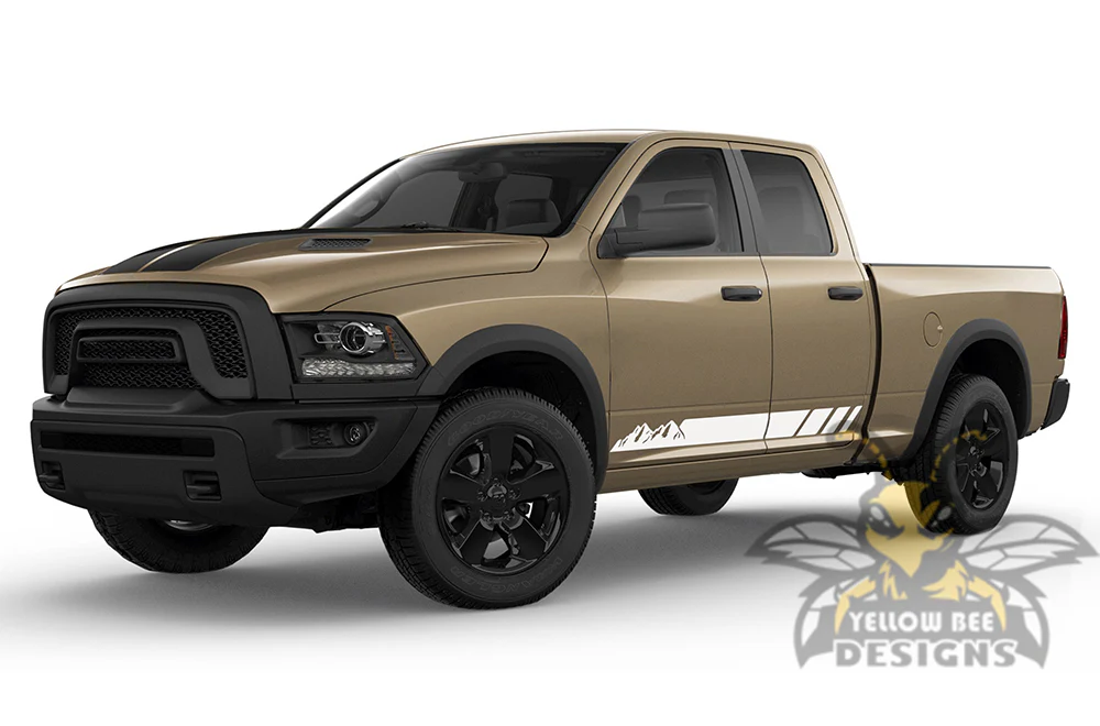 Side Mountains Stripes Graphics Vinyl Decals Compatible with Dodge Ram 1500 Quad Cab - Image 4