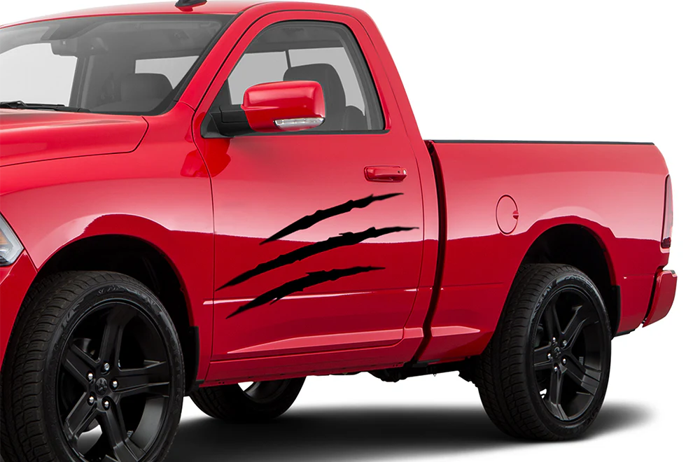 Side Scratches Graphics Vinyl Decals Compatible with Dodge Ram Regular Cab 1500