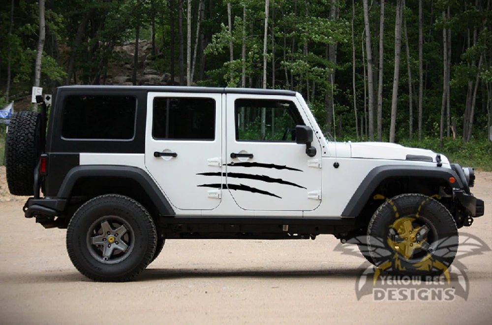 Side Scratches Graphics Vinyl Decals Compatible with Jeep JK Wrangler 2007-2018 - Image 3