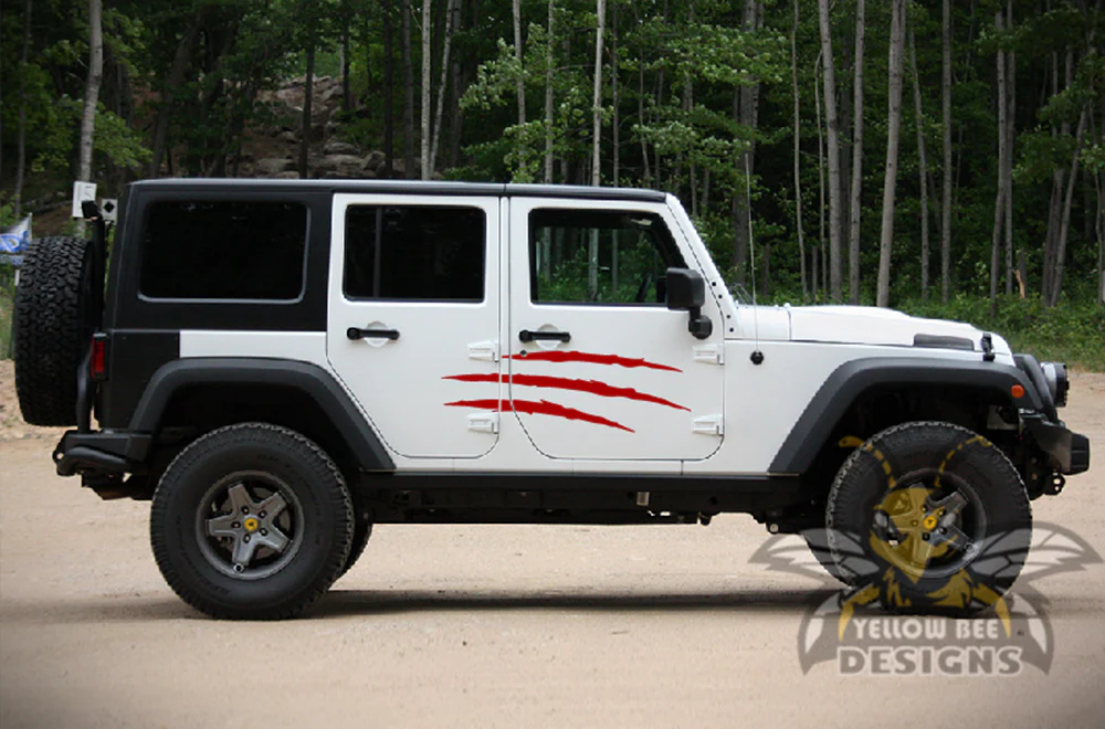 Side Scratches Graphics Vinyl Decals Compatible with Jeep JK Wrangler 2007-2018 - Image 5