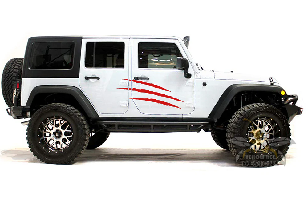 Side Scratches Graphics Vinyl Decals Compatible with Jeep JK Wrangler 2007-2018 - Image 8