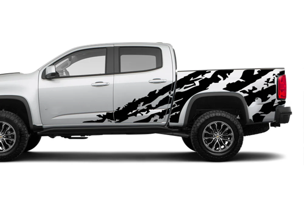 Side Shred Graphics Vinyl Decals Compatible with Chevrolet Colorado Crew Cab
