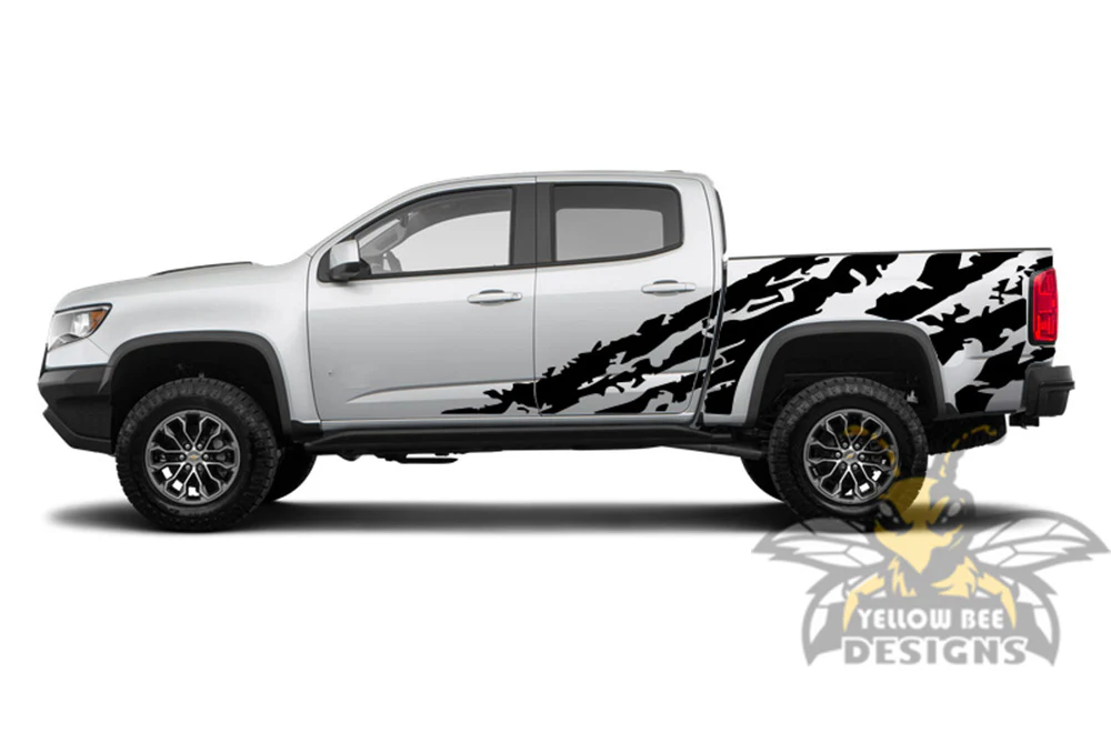 Side Shred Graphics Vinyl Decals Compatible with Chevrolet Colorado Crew Cab - Image 2