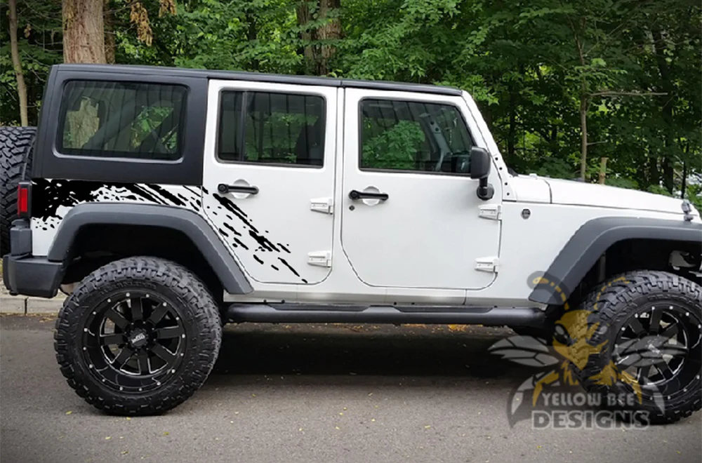 Side Splash Graphics Vinyl Decals Compatible with Jeep JK Wrangler 4 Door 2007-2018 - Image 2