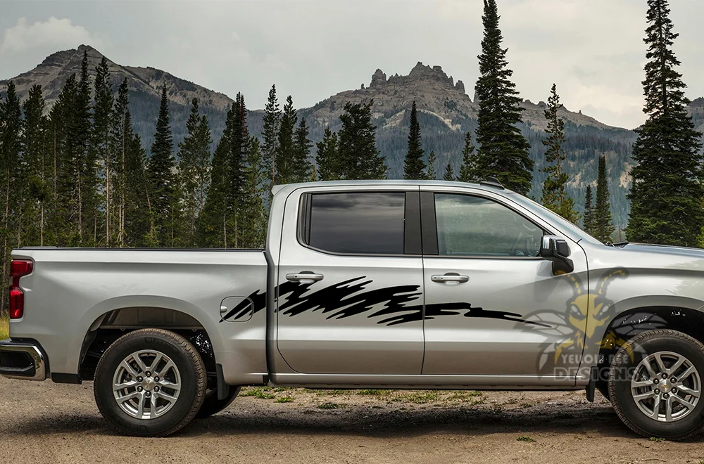 Side Strike Door Graphics Vinyl Decals Compatible with Chevrolet Silverado 1500 - Image 2